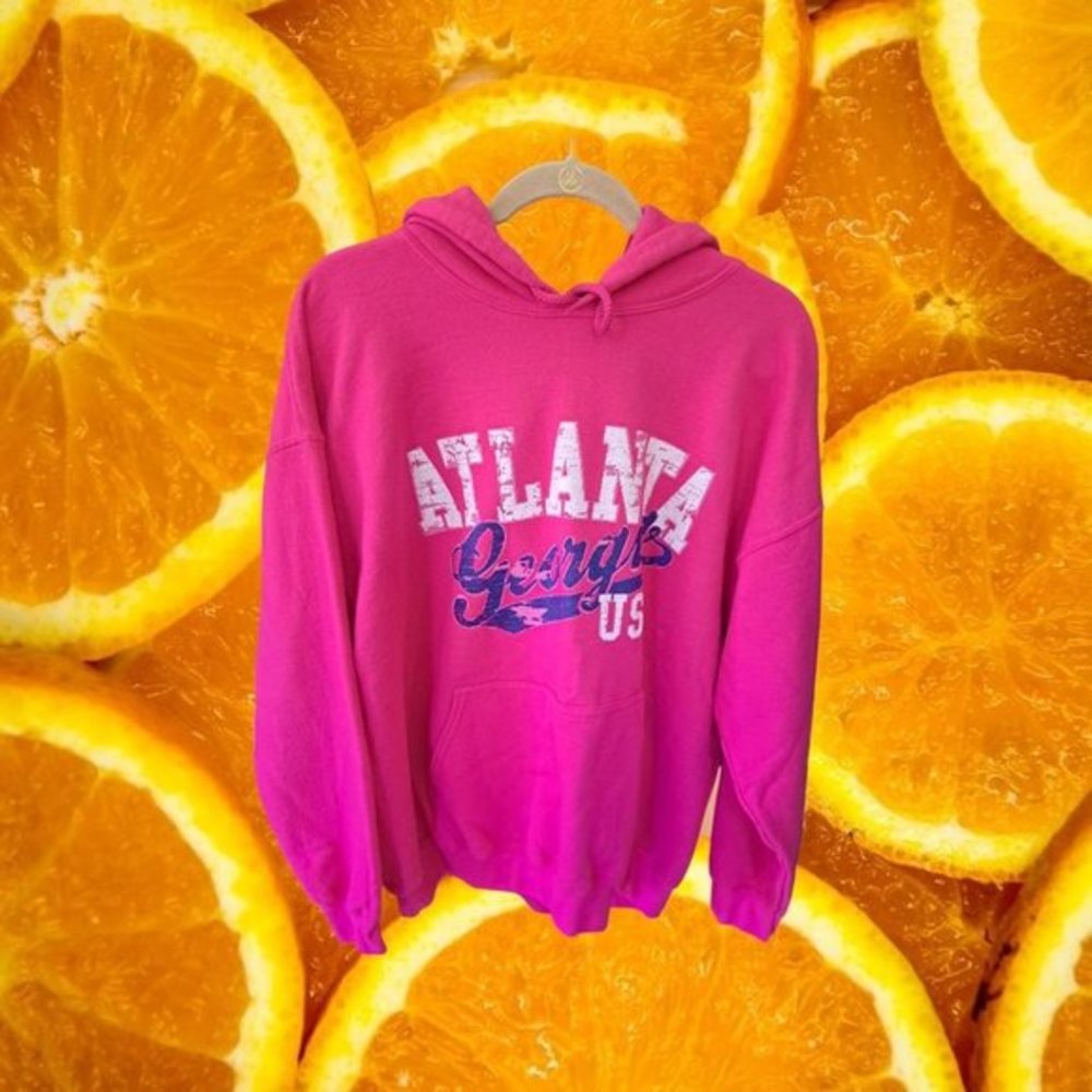 Atlanta Georgia USA Pink‎ Hooded Sweatshirt Size Large